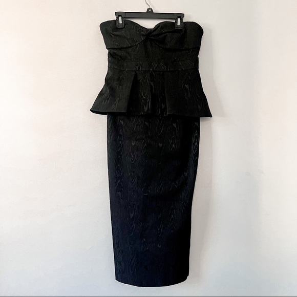 NWT Veronica Beard Allyson Black Strapless Jacquard Peplum Midi Dress Size 2 - Picture 6 of 13
